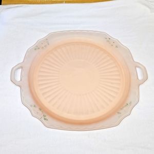 Vintage Pink Cake Plate with Rose Design